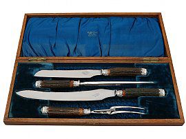 Sterling Silver, Steel and Horn Carving Set - Antique Victorian (1893)