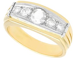0.68ct Diamond and 18ct Yellow Gold, 18ct White Gold Dress Ring - Vintage Circa 1950