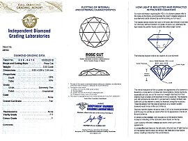 Vintage Rose Cut Diamond Ring Certificate