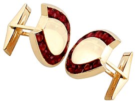 Gold Horseshoe Cufflinks with Garnets for Sale