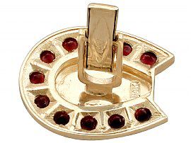 Gold Horseshoe Cufflinks with Garnets for Sale
