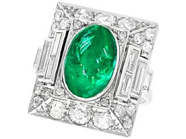 3.40ct Emerald and 2.72ct Diamond, Platinum Cocktail Ring - Antique Circa 1935
