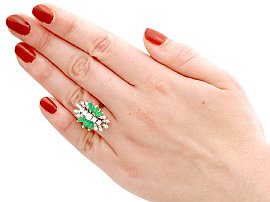 Unusual Diamond and Emerald Ring Wearing