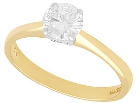 0.61ct Diamond and 18ct Yellow Gold Solitaire Ring - Contemporary 2001