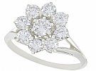 1.31ct Diamond and 18ct White Gold Cluster Ring - Vintage French Circa 1970