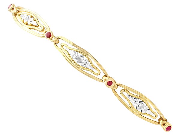 Vintage Ruby and Diamond Bracelet in Yellow Gold for Sale