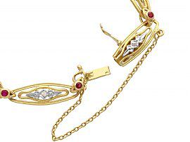 Vintage Ruby and Diamond Bracelet in Yellow Gold for Sale