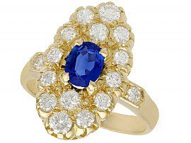 Oval Diamond and Sapphire Ring