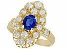 0.85ct Sapphire and 0.74ct Diamond 18ct Yellow Gold Dress Ring - Vintage French Circa 1990