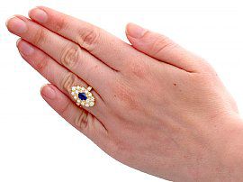 Oval Diamond and Sapphire Ring