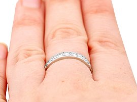 platinum full diamond eternity ring on hand