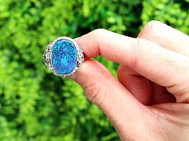 Black Opal Ring with Diamonds for Sale