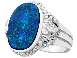 Black Opal Ring with Diamonds Antique 