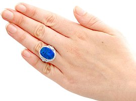 Black Opal Ring with Diamonds Wearing