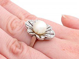 cultured pearl and diamond ring for sale