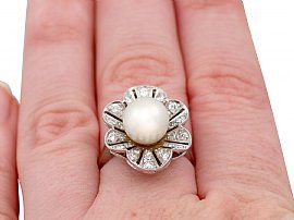 cultured pearl and diamond ring for sale