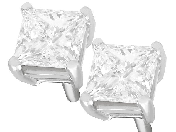 princess cut diamond earrings in platinum for sale