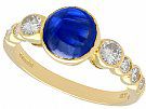 1.74ct Sapphire and 0.57ct Diamond, 18ct Yellow Gold Dress Ring - Vintage 1981