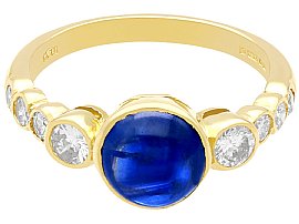 sapphire cabochon ring with diamonds for sale