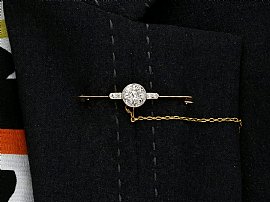 Yellow gold diamond bar brooch