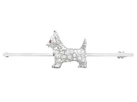 Ruby and 0.48ct Diamond, 18ct and 15ct White Gold 'West Highland Terrier' Brooch - Antique Circa 1910