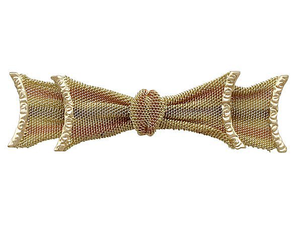 Yellow Gold Bow Brooch for sale