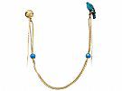Turquoise, Ruby and Diamond, 18 ct Yellow Gold  'Falcon' Pin Brooch - Antique Victorian