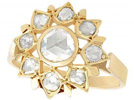 0.86ct Diamond and 17ct Yellow Gold Cluster Ring - Vintage Circa 1950