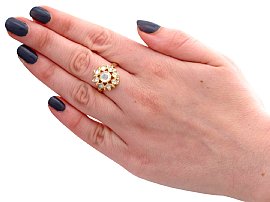 1950s Yellow Gold and Diamond Dress Ring Wearing Hand