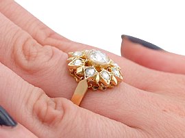 1950s Yellow Gold and Diamond Dress Ring  Wearing Finger