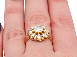 1950s Yellow Gold and Diamond Dress Ring wearing