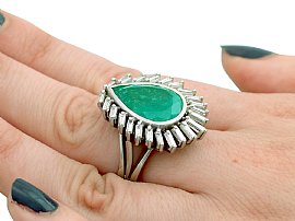 Pear cut emerald dress ring Wearing Hand