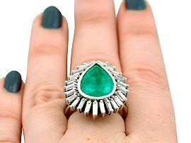 Pear cut emerald dress ring Wearing Ring