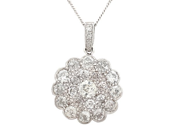 antique cluster pendant in white gold for sale