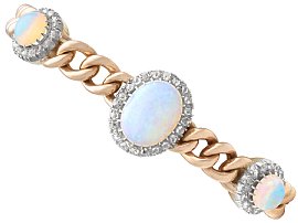 Antique 3.83ct Opal and 1.12ct Diamond Bracelet in 18ct Yellow Gold
