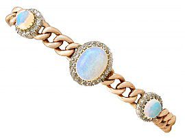 3.83ct Opal and 1.12ct Diamond, 18ct Yellow Gold Bracelet - Antique Victorian