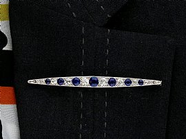 antique sapphire and diamond brooch wearing
