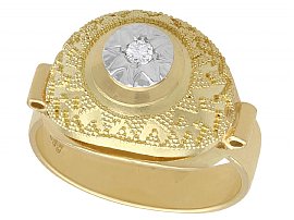 Diamond and 14ct Yellow Gold Dress Ring - Antique Circa 1930