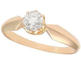 0.62ct Diamond and 14ct Rose Gold Solitaire Ring - Antique Circa 1910