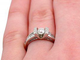 White Gold Diamond Ring on finger