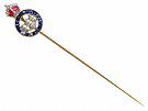 Diamond, Ruby and Sapphire and 15ct Yellow Gold Sweetheart Pin Brooch - Antique Circa 1925