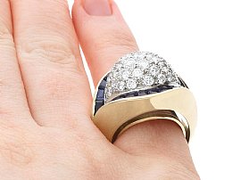 Hand Wearing Sapphire and Diamond Dress Ring 