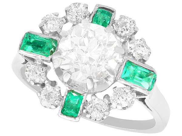 vintage diamond and emerald ring