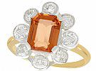 2.38ct Topaz and 1.88ct Diamond, 18ct Yellow Gold Cluster Ring - Antique Circa 1910