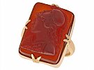 Agate and 15ct Yellow Gold Cameo Ring - Antique Victorian