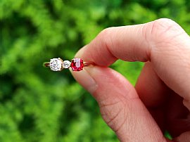 1950s Ruby and Diamond Ring outside 