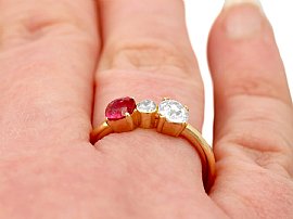 1950s Ruby and Diamond Ring Wearing 