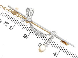 Diamond and Pearl Bar Brooch for Sale