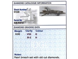 Diamond and Pearl Bar Brooch Grading Card