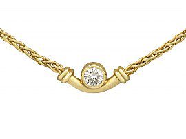 0.17ct Diamond and 18ct Yellow Gold Necklace - Vintage Italian 1988